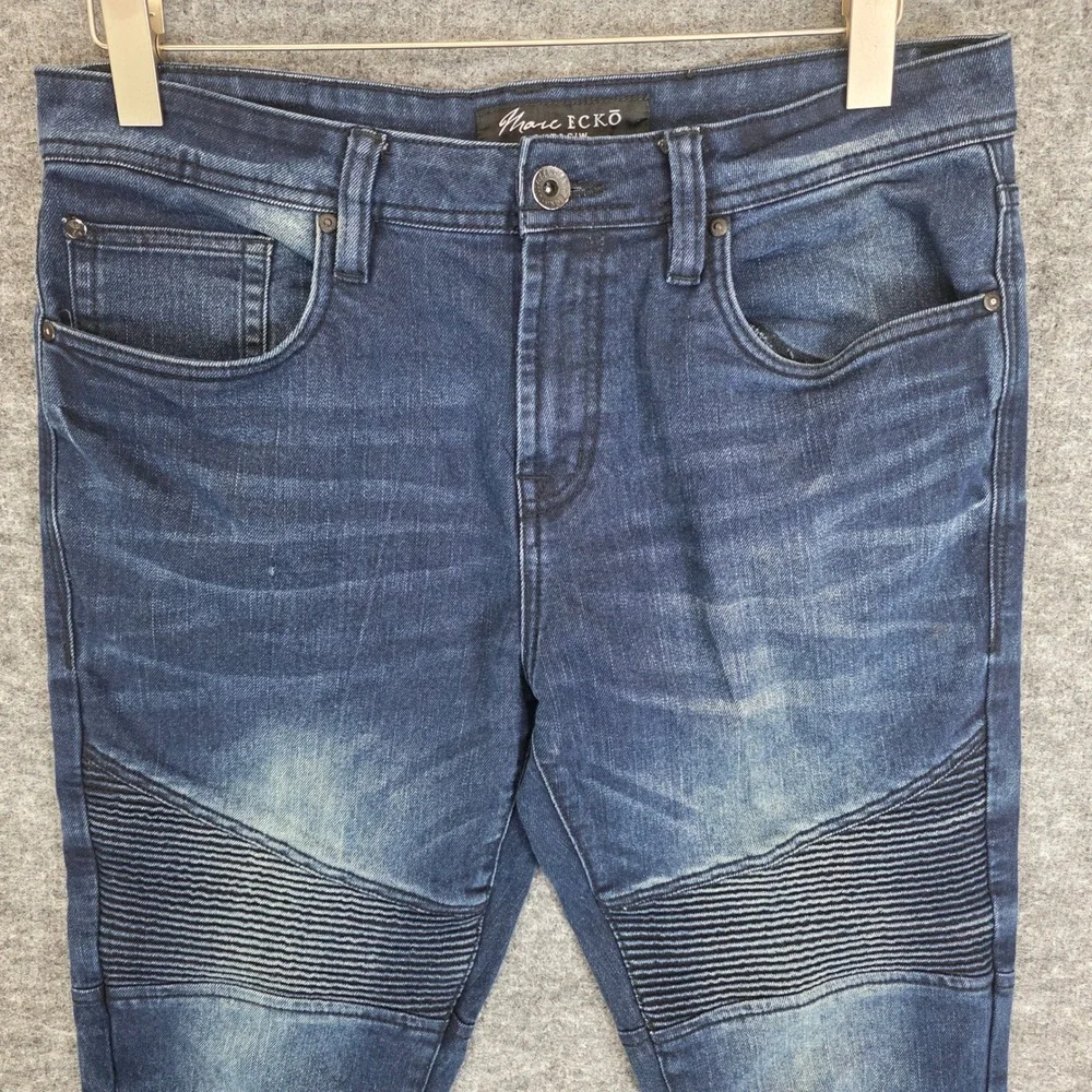 Marc Ecko Cut & Sew Jeans Mens 34x31 Blue Skinny Stretch‎ Denim Pockets Casual